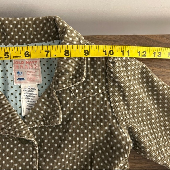 ❤️ Old navy girl jacket corduroy polka dots bow 3T - Picture 6 of 9
